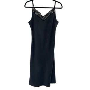 Vintage ECI 100% silk Y2K 90’s feminine black lace midi whimsigoth dress size 10